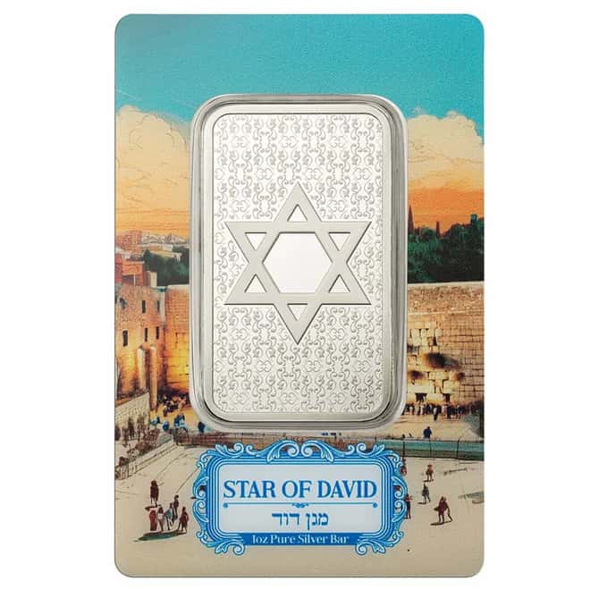 1 oz PAMP Suisse Star of David Silver Bar .999 Fine (in Assay)