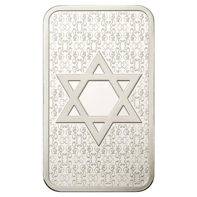 1 oz PAMP Suisse Star of David Silver Bar .999 Fine (in Assay)
