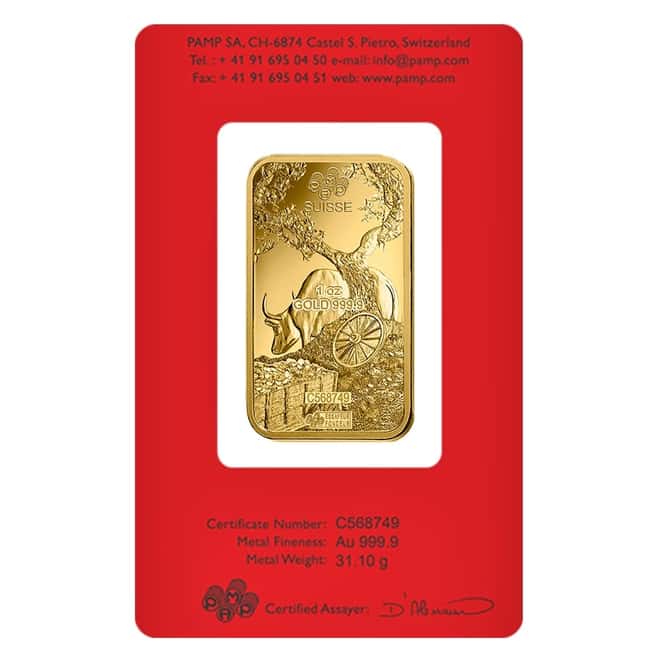 1 oz PAMP Suisse Year of the Ox Gold Bar (In Assay)