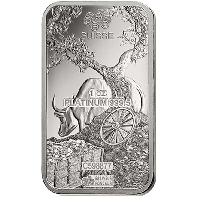 Box of 25 - 1 oz PAMP Suisse Year of the Ox Platinum Bar (In Assay)