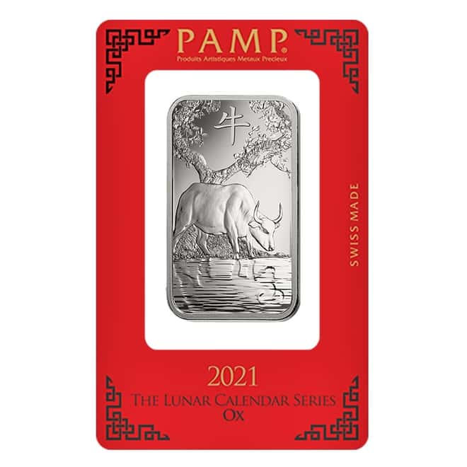Box of 25 - 1 oz PAMP Suisse Year of the Ox Platinum Bar (In Assay)