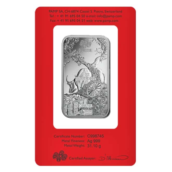 1 oz PAMP Suisse Year of the Ox Silver Bar (In Assay)