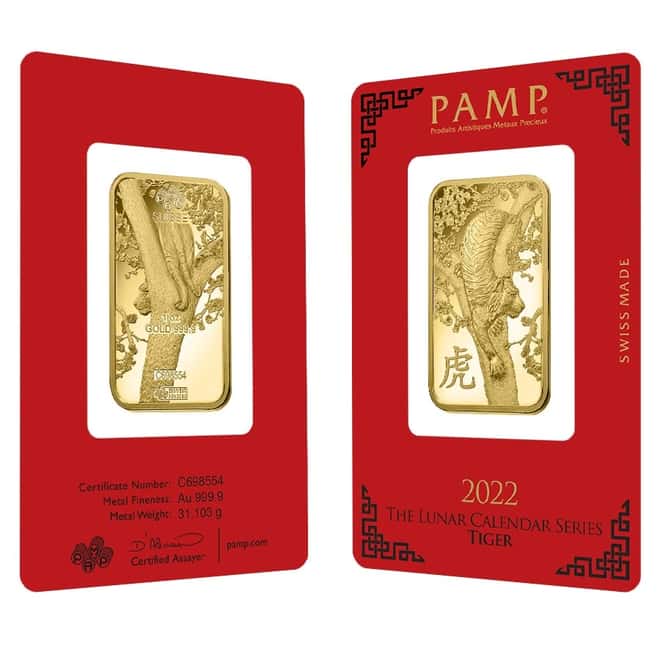 1 oz PAMP Suisse Year of the Tiger Gold Bar (In Assay)