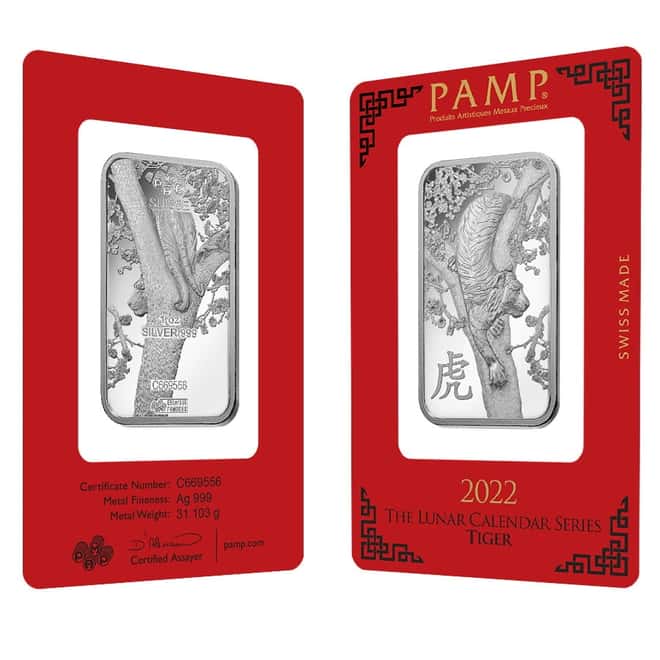 1 oz PAMP Suisse Year of the Tiger Silver Bar (In Assay)