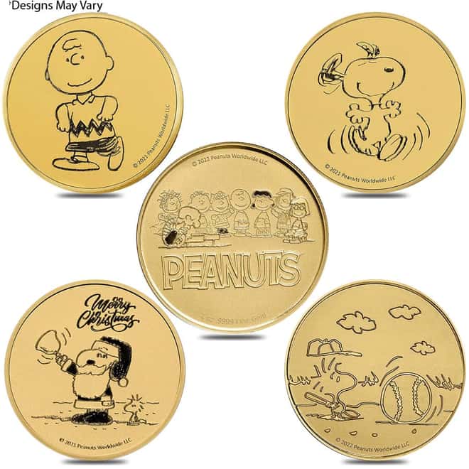 1 oz Peanuts Gold Round BU/Proof (Random Design)