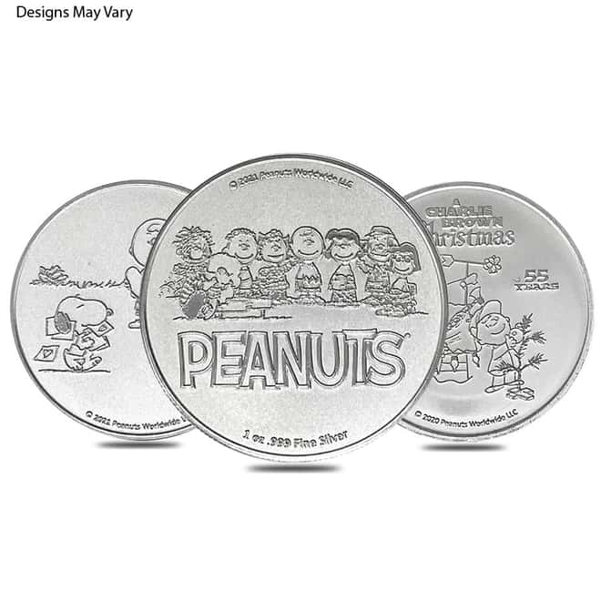 1 oz Peanuts Silver Round .999 Fine (Random Design)