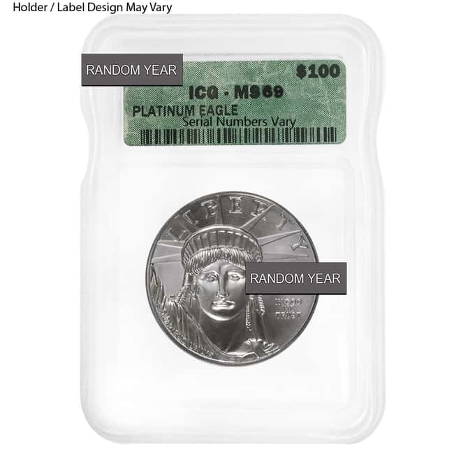 1 oz Platinum American Eagle ICG MS 69 (Random Year)