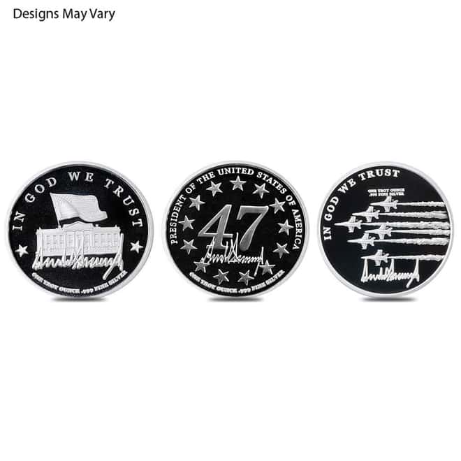 1 oz President Trump Official Silver Medallion Round .999 Fine w/COA (Random Design)