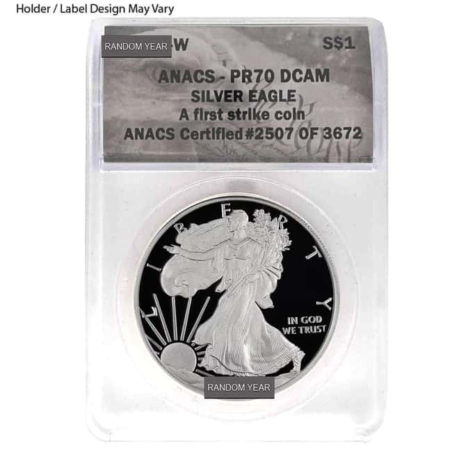1 oz Proof Silver American Eagle ANACS PF 70 (Random Year)
