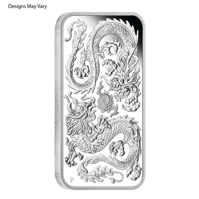 1 oz Proof Silver Australian Dragon Rectangular Coin Bar (Random Year)
