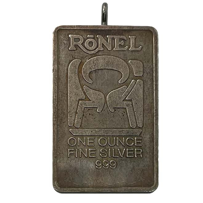 1 oz Ronel Vintage Silver Bar Pendant .999 Fine