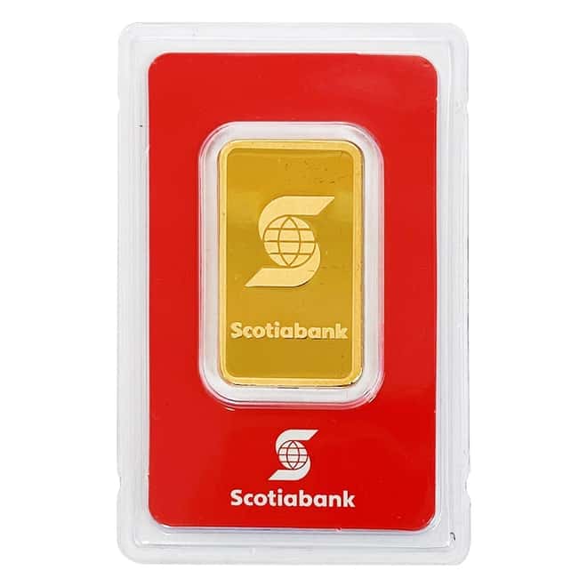 1 oz Scotiabank Gold Bar .9999 Fine (In Assay)