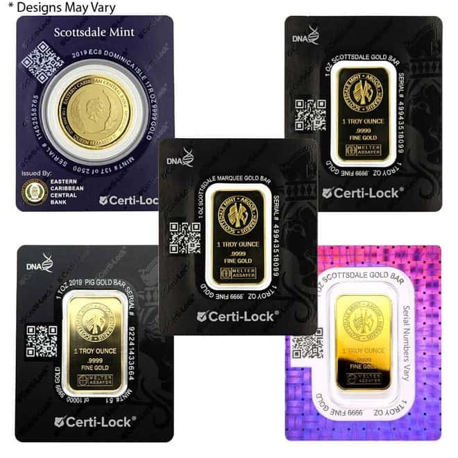 1 oz Scottsdale Mint Gold Bar / Round .9999 Fine (In Assay)