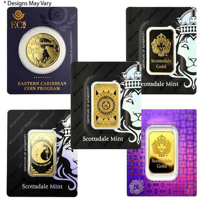 1 oz Scottsdale Mint Gold Bar / Round .9999 Fine (In Assay)