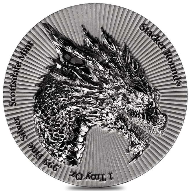 1 oz Scottsdale Stacker Dragon Stacker Silver Round .999 Fine