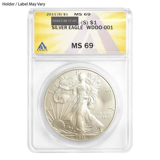 1 oz Silver American Eagle ANACS MS 69 (Random Year)