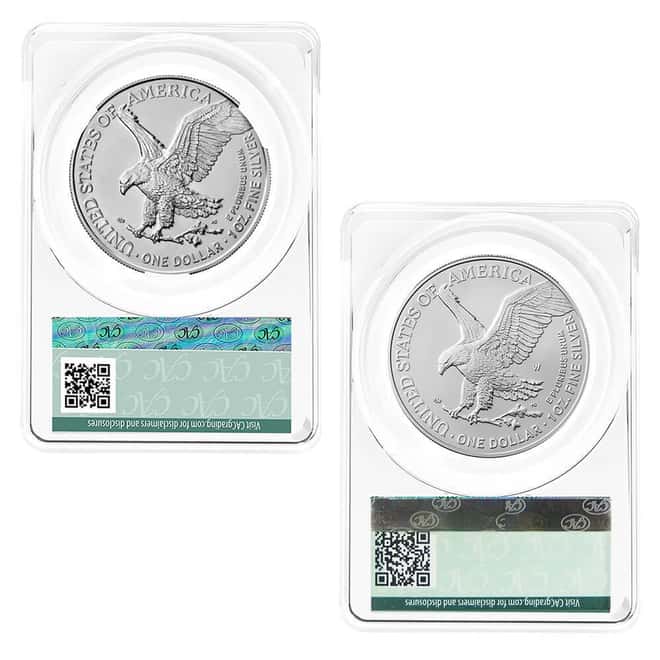 1 oz Silver American Eagle CAC MS 70 (Random Year)