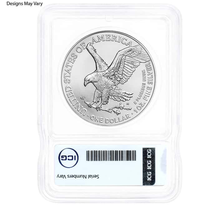 1 oz Silver American Eagle ICG MS 69 (Random Year)