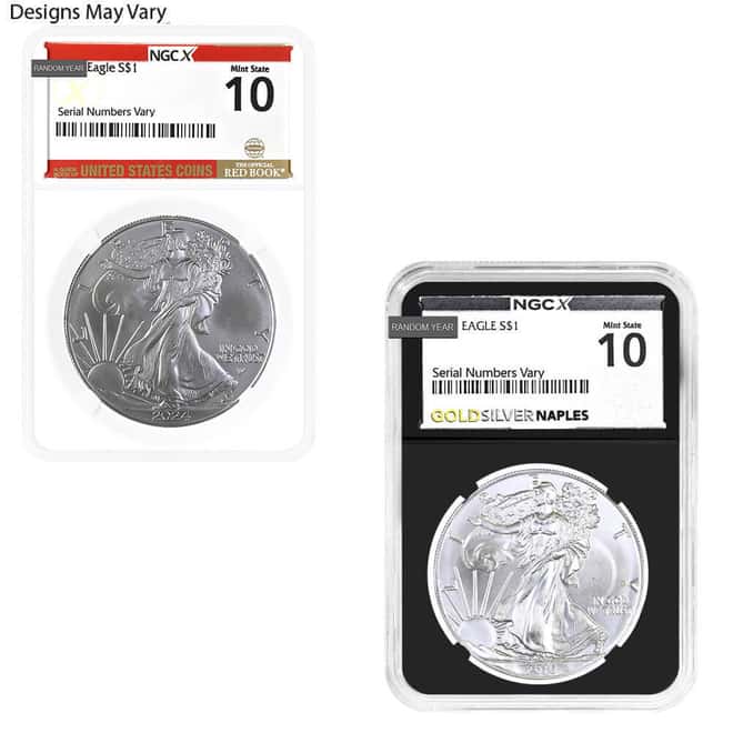 1 oz Silver American Eagle NGCX MS 10 (Random Year)