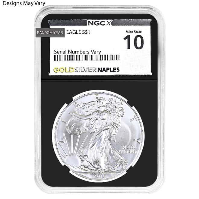 1 oz Silver American Eagle NGCX MS 10 (Random Year)