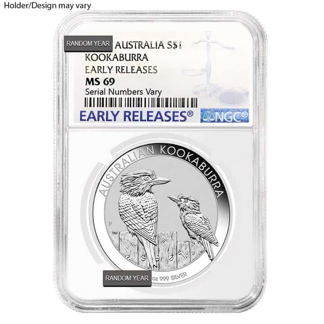1 oz Silver Australian Kookaburra NGC/PCGS MS 69 (Random Year)
