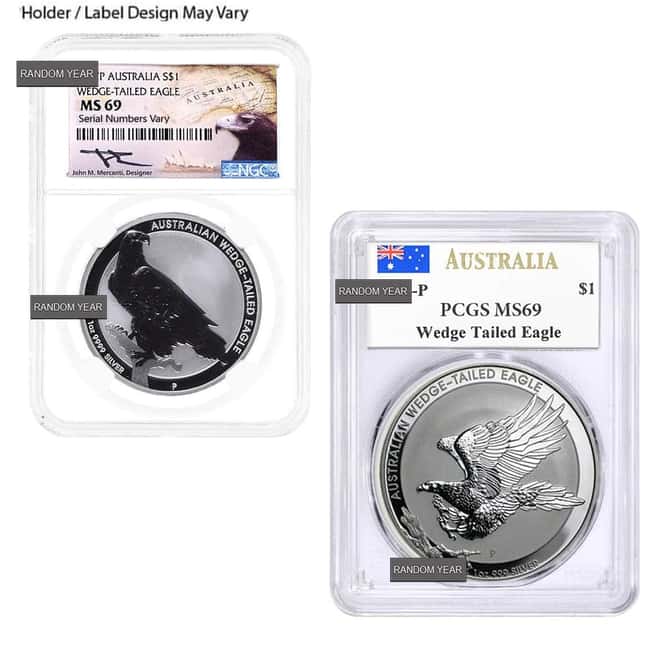 1 oz Silver Australian Wedge-Tailed Eagle NGC/PCGS MS 69 (Random Year)