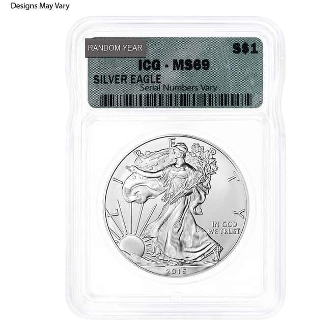 1 oz Silver American Eagle ICG MS 69 (Random Year)