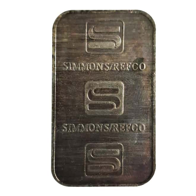 1 oz Simmons Refco Silver Bar .999+ Fine