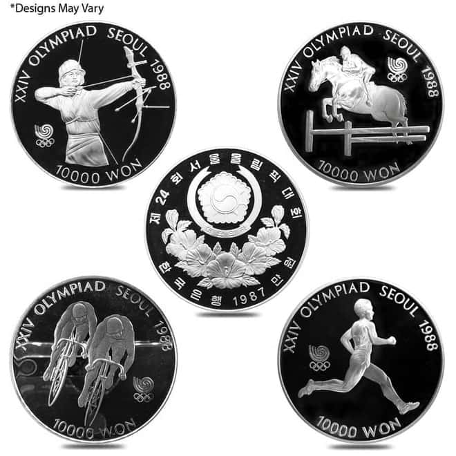 1 oz South Korea 10,000 Won 1988 Seoul Olympics Proof Silver Coin (Random Design)