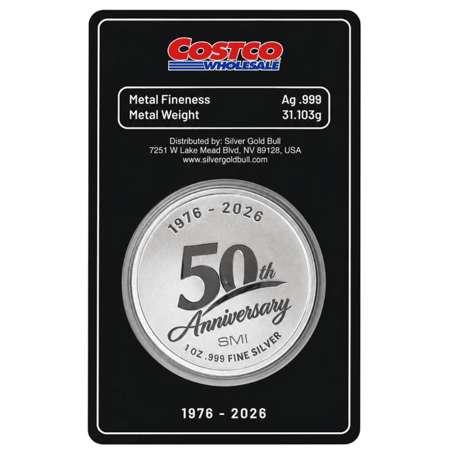 1 oz Sunshine Mint Costco 50th Ann Silver Round .999 Fine