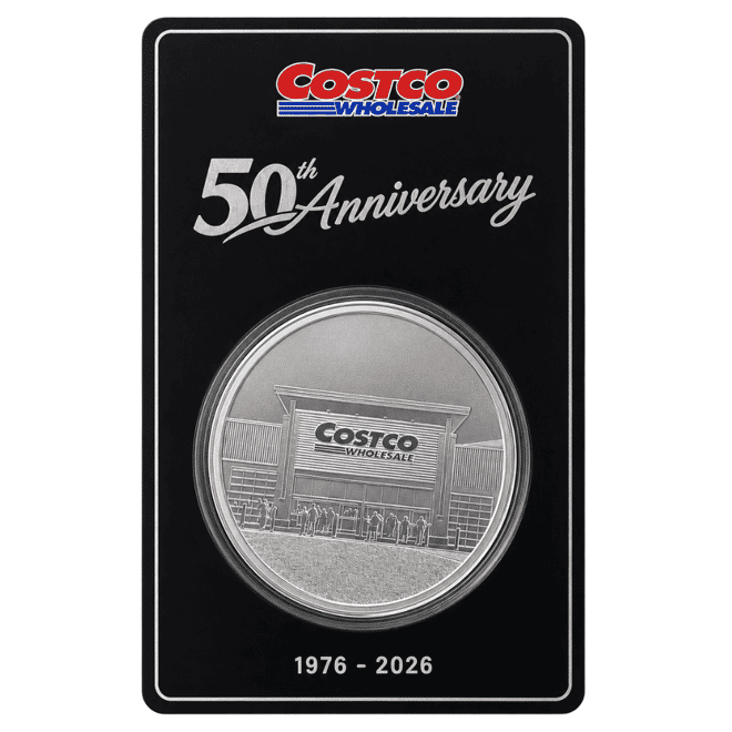 1 oz Sunshine Mint Costco 50th Ann Silver Round .999 Fine