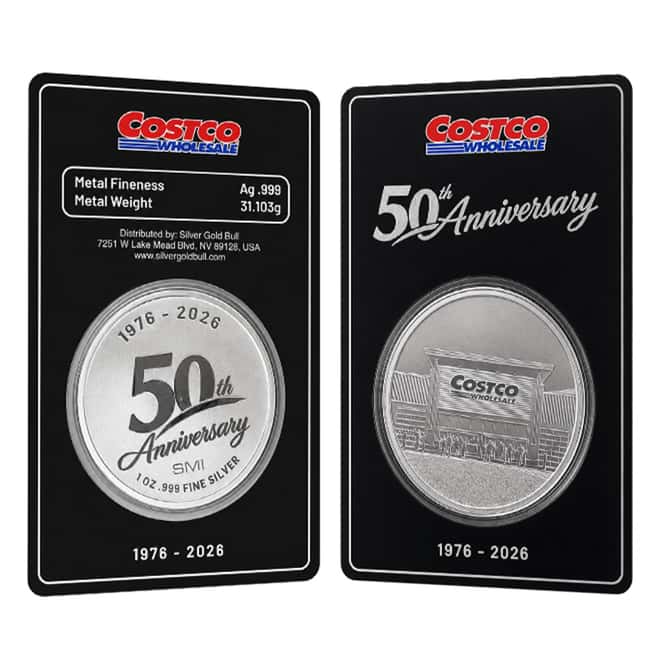 1 oz Sunshine Mint Costco 50th Ann Silver Round .999 Fine