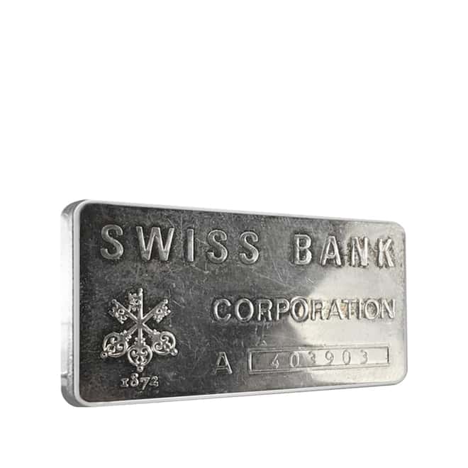 1 oz Swiss Bank Corporation MP Silver Vintage Bar .999 Fine (Secondary Market)
