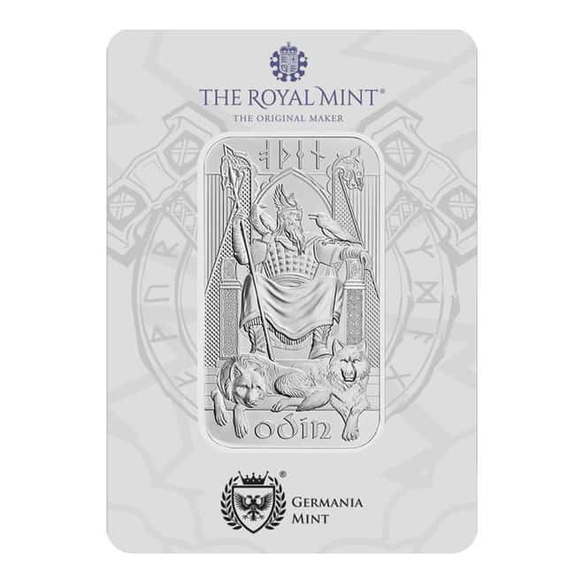 1 oz The Royal Mint Norse Gods Odin Silver Bar .9999 Fine (in Assay)