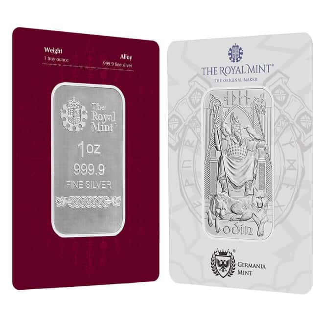 1 oz The Royal Mint Norse Gods Odin Silver Bar .9999 Fine (in Assay)