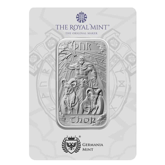 1 oz The Royal Mint Norse Gods Thor Silver Bar .9999 Fine (in Assay)