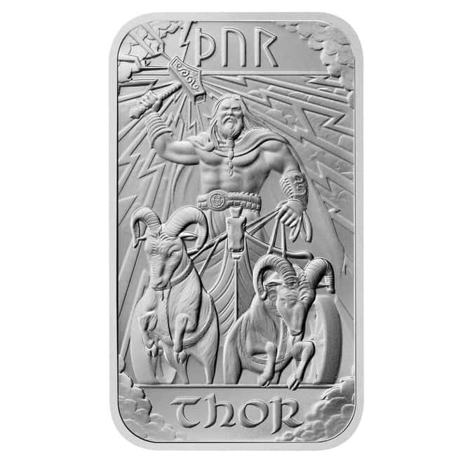 1 oz The Royal Mint Norse Gods Thor Silver Bar .9999 Fine (in Assay)