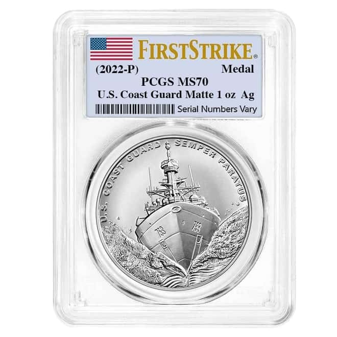 1 oz US Coast Guard Silver Medal PCGS MS 70 FS