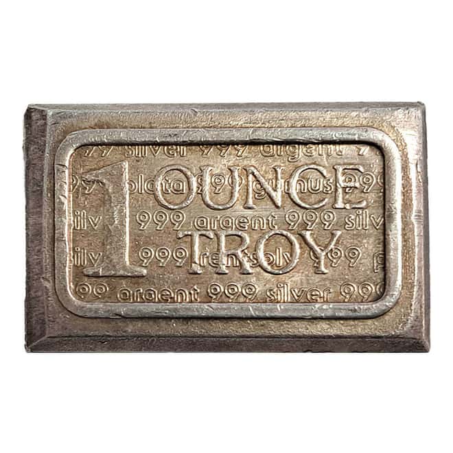 1 oz USVI Ingot Co. Vintage Silver Bar .999 Fine