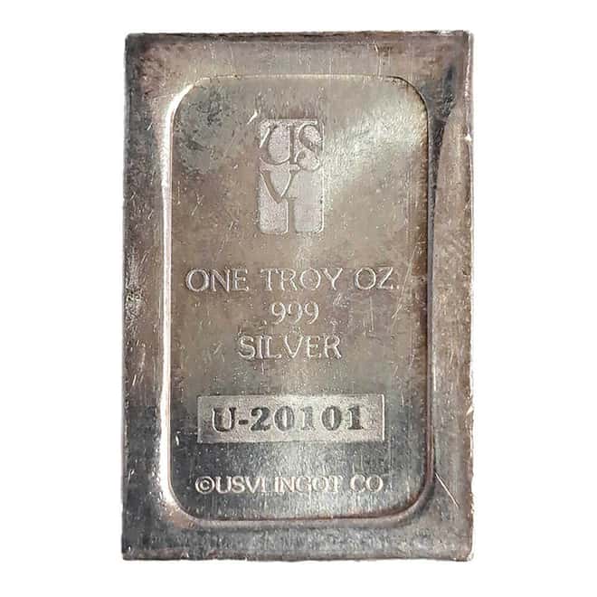 1 oz USVI Ingot Co. Vintage Silver Bar .999 Fine