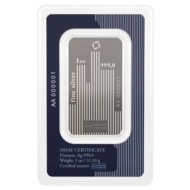 1 oz Valcambi Skyline Silver Bar .999 Fine (in Assay)