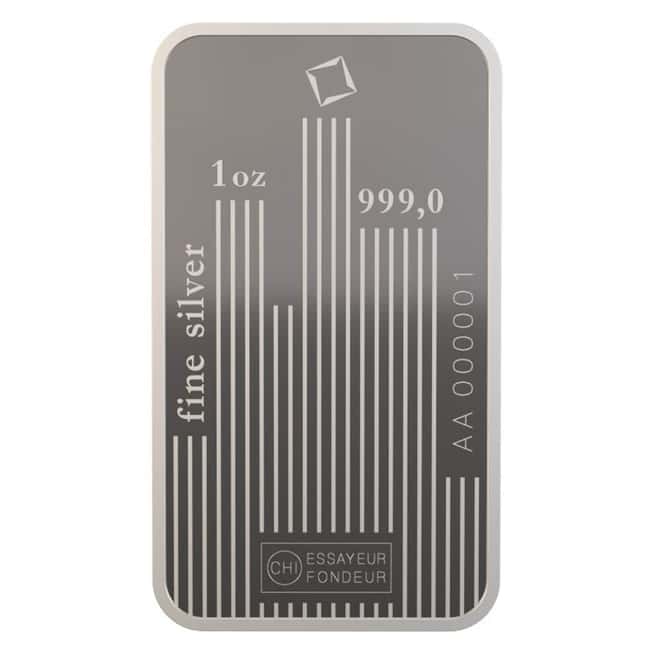 1 oz Valcambi Skyline Silver Bar .999 Fine (in Assay)