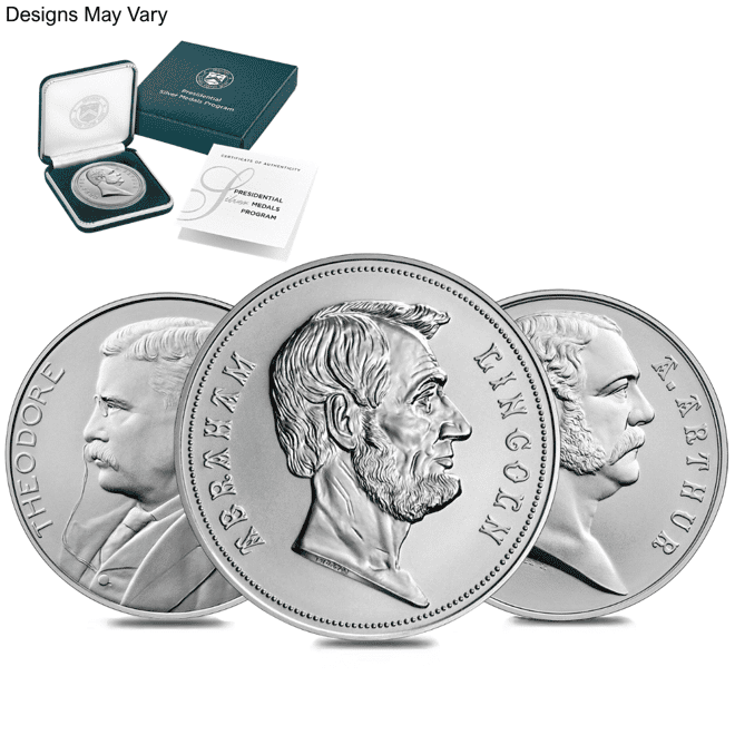 1 oz US Mint Presidential Silver Medal w/Box & COA (Random Design)