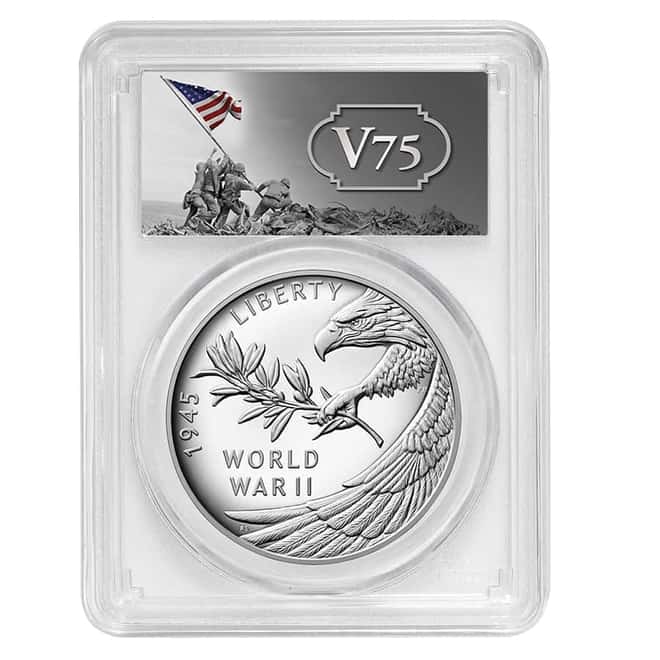 1 oz End of WWII 75th Anniversary Proof Silver Medal PCGS PF 69 FS (Iwo Jima Label)