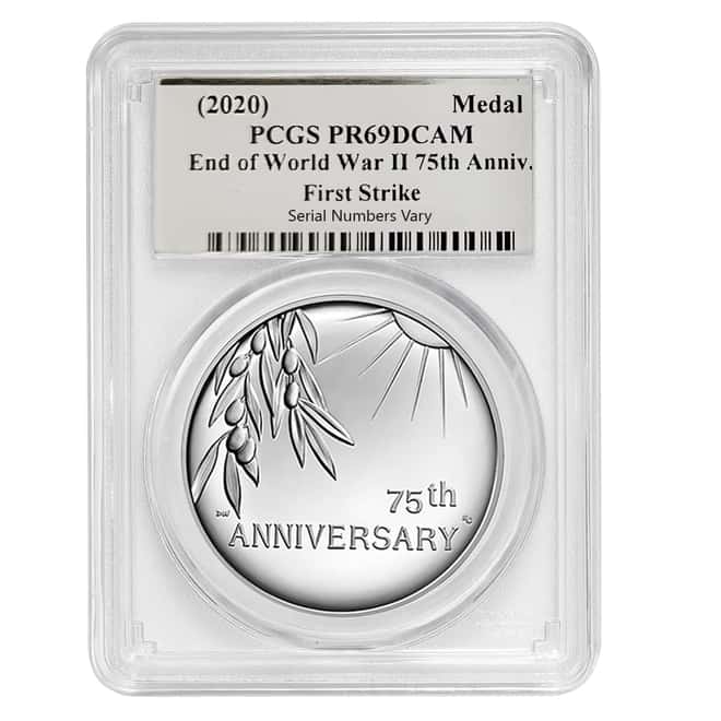 1 oz End of WWII 75th Anniversary Proof Silver Medal PCGS PF 69 FS (Iwo Jima Label)