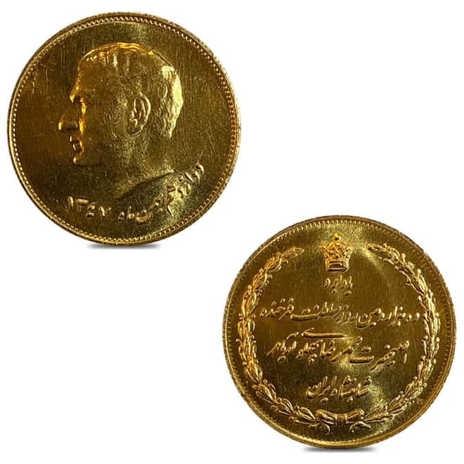 2 1/2 Pahlavi Mohammad Reza Shah Coronation Gold Medal AU/BU
