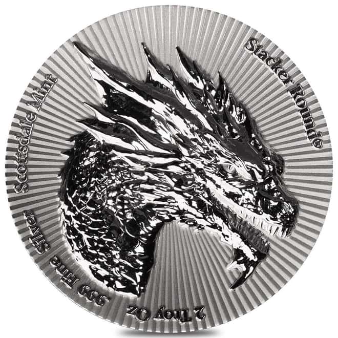 2 oz Scottsdale Stacker Dragon Stacker Silver Round .999 Fine