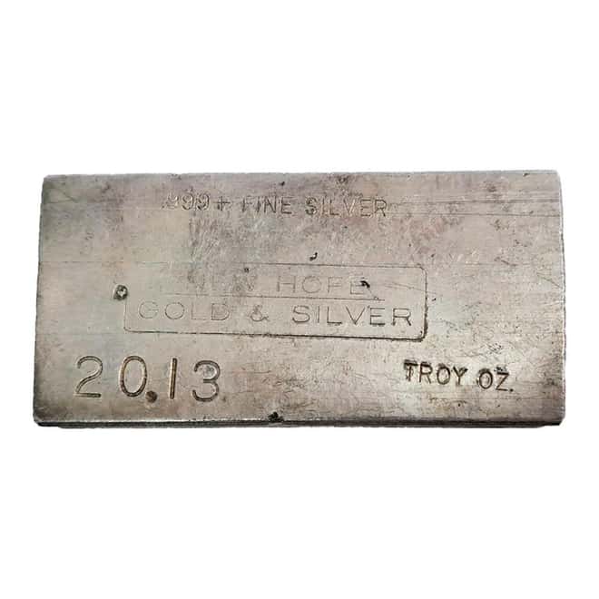 20.13 oz New Hope Gold & Silver Vintage Silver Bar .999+ Fine