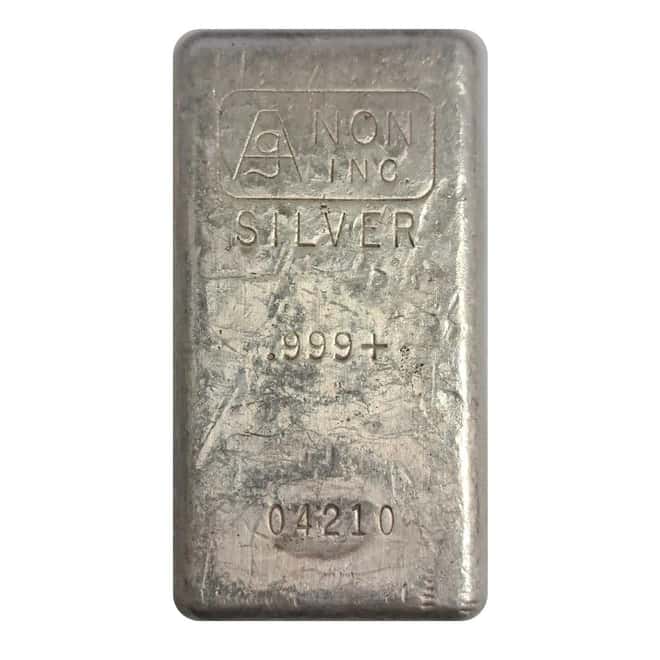 20.25 oz AgNON Vintage Poured Silver Bar .999+ Fine