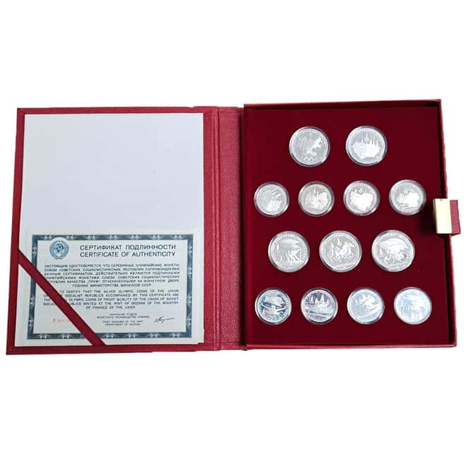 20.25 oz Russia 1980 Olympics Proof Silver 28-Coin Set (w/Box & COA)